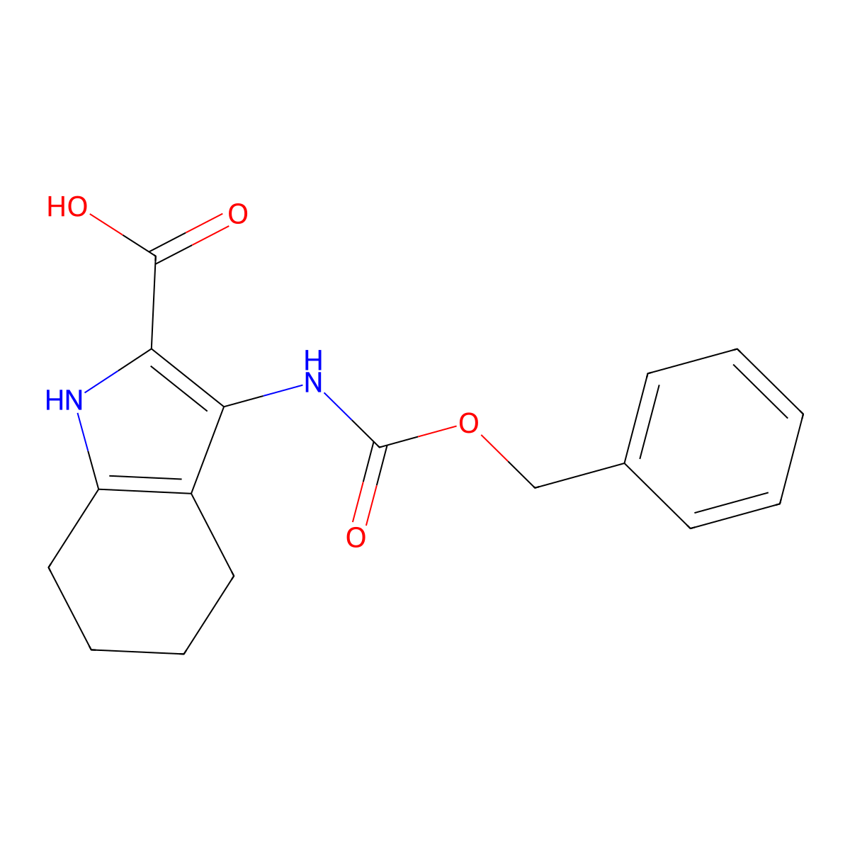 3-{[(benzyloxy)carbonyl]amino}-4,5,6,7-tetrahydro-1H-indole-2-carboxylic acid molecular structure, CAS 2580222-41-7