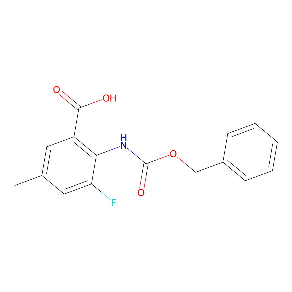 2-{[(Benzyloxy)carbonyl]amino}-3-fluoro-5-methylbenzoic acid molecular structure, CAS 2580222-42-8