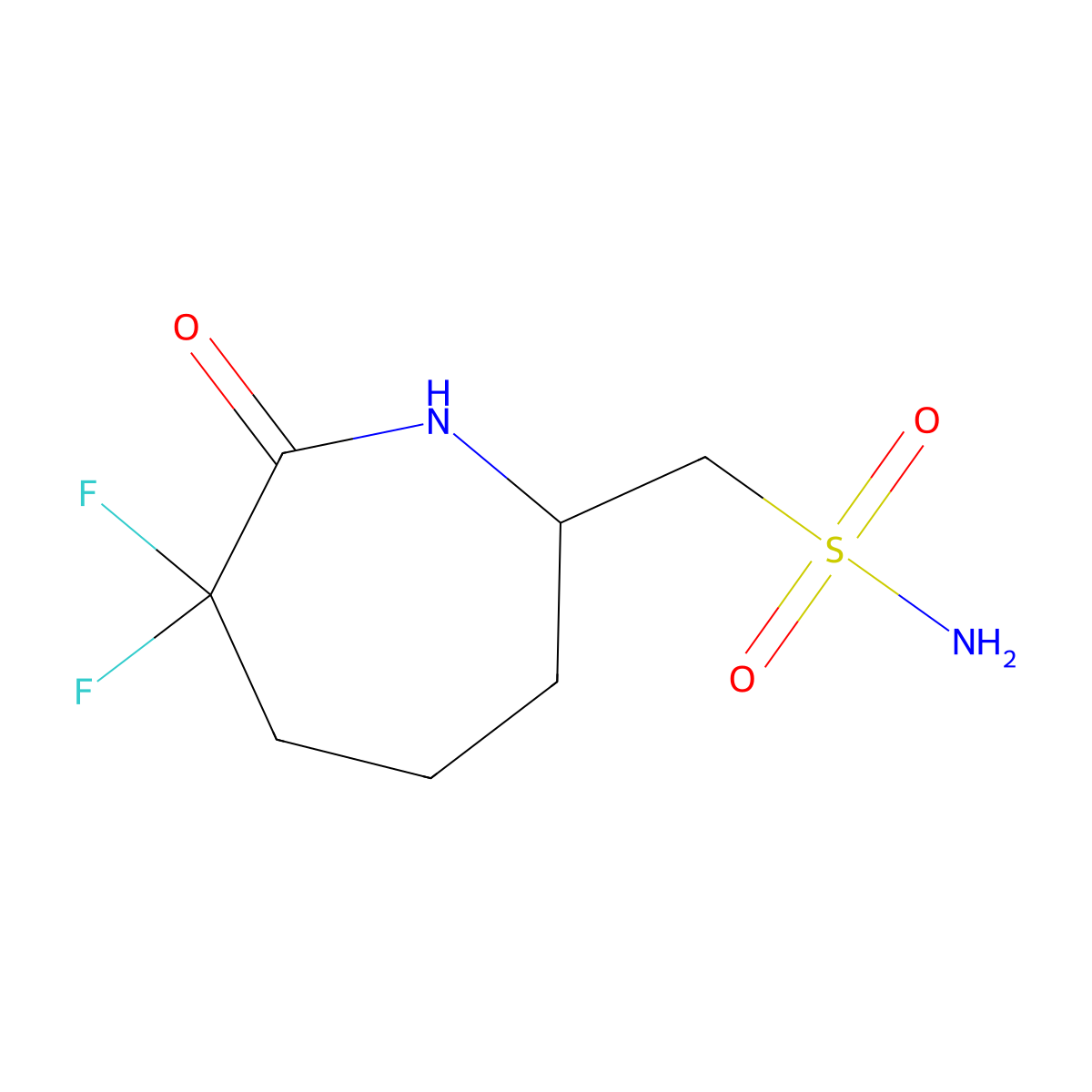 (6,6-Difluoro-7-oxoazepan-2-yl)methanesulfonamide molecular structure, CAS 2580222-43-9