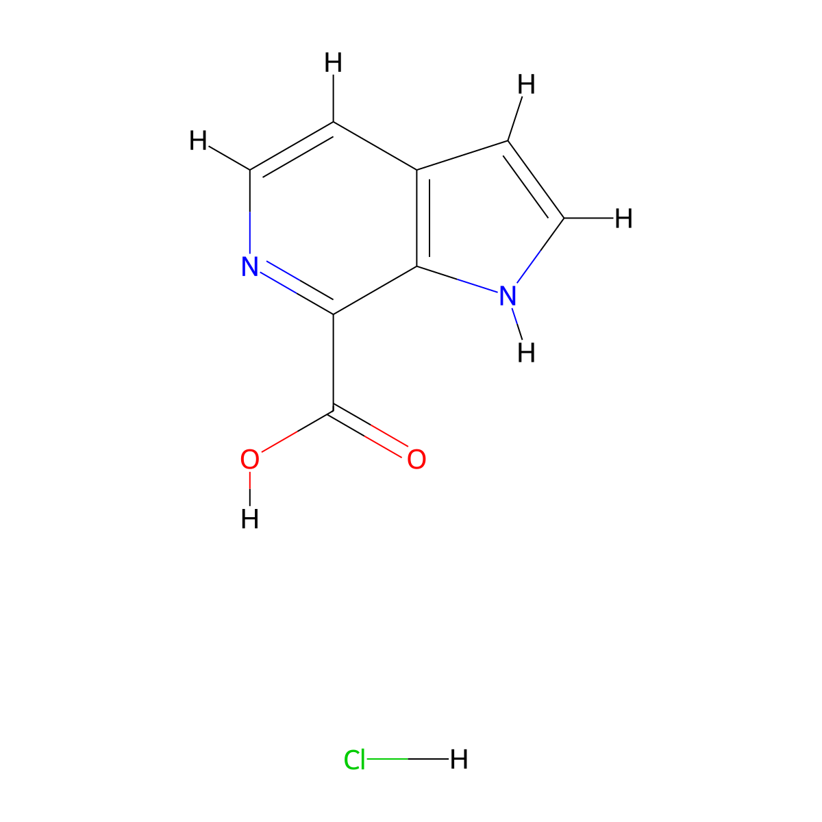 1H-pyrrolo[2,3-c]pyridine-7-carboxylic acid hydrochloride molecular structure, CAS 2580222-53-1