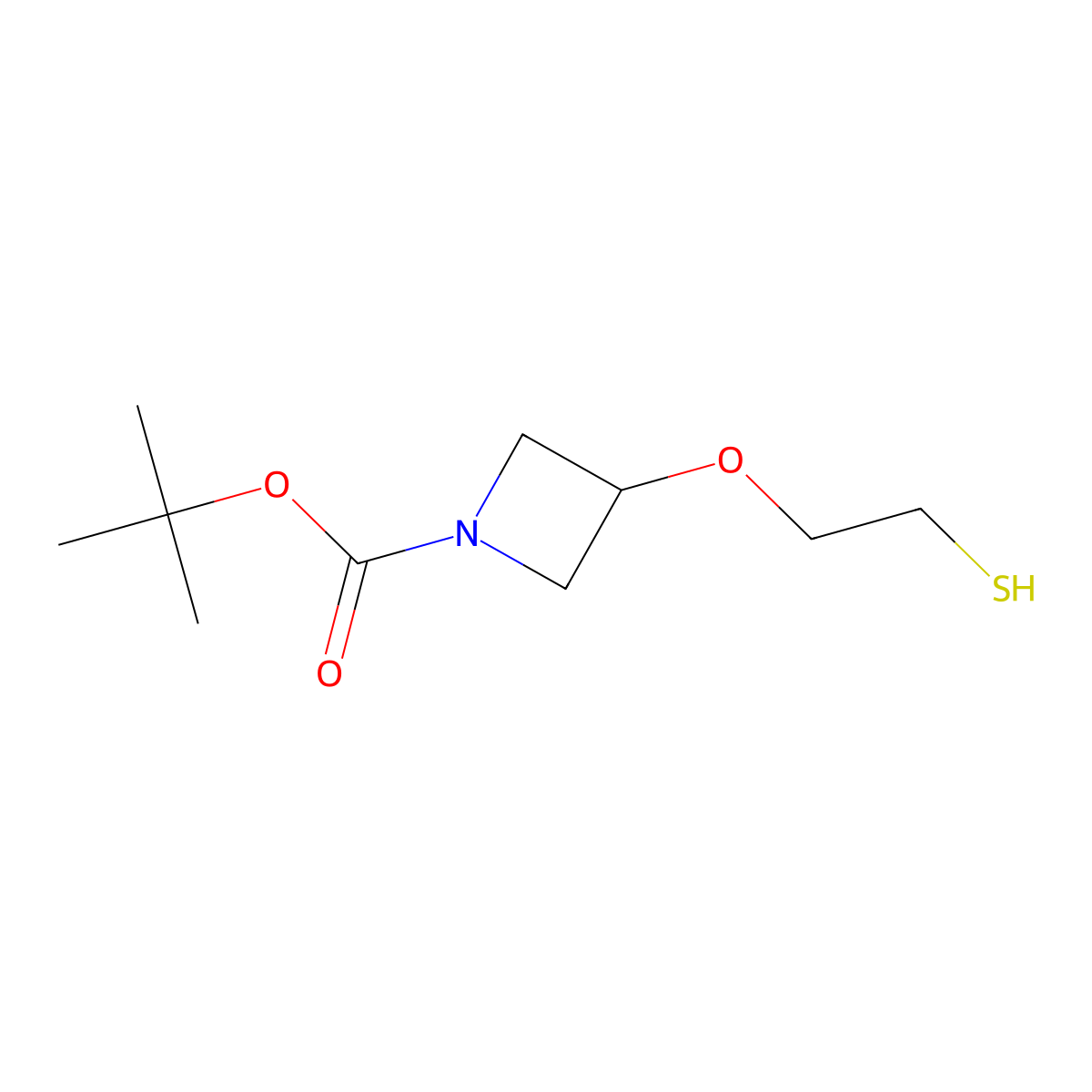 Tert-butyl 3-(2-sulfanylethoxy)azetidine-1-carboxylate molecular structure, CAS 2580222-57-5