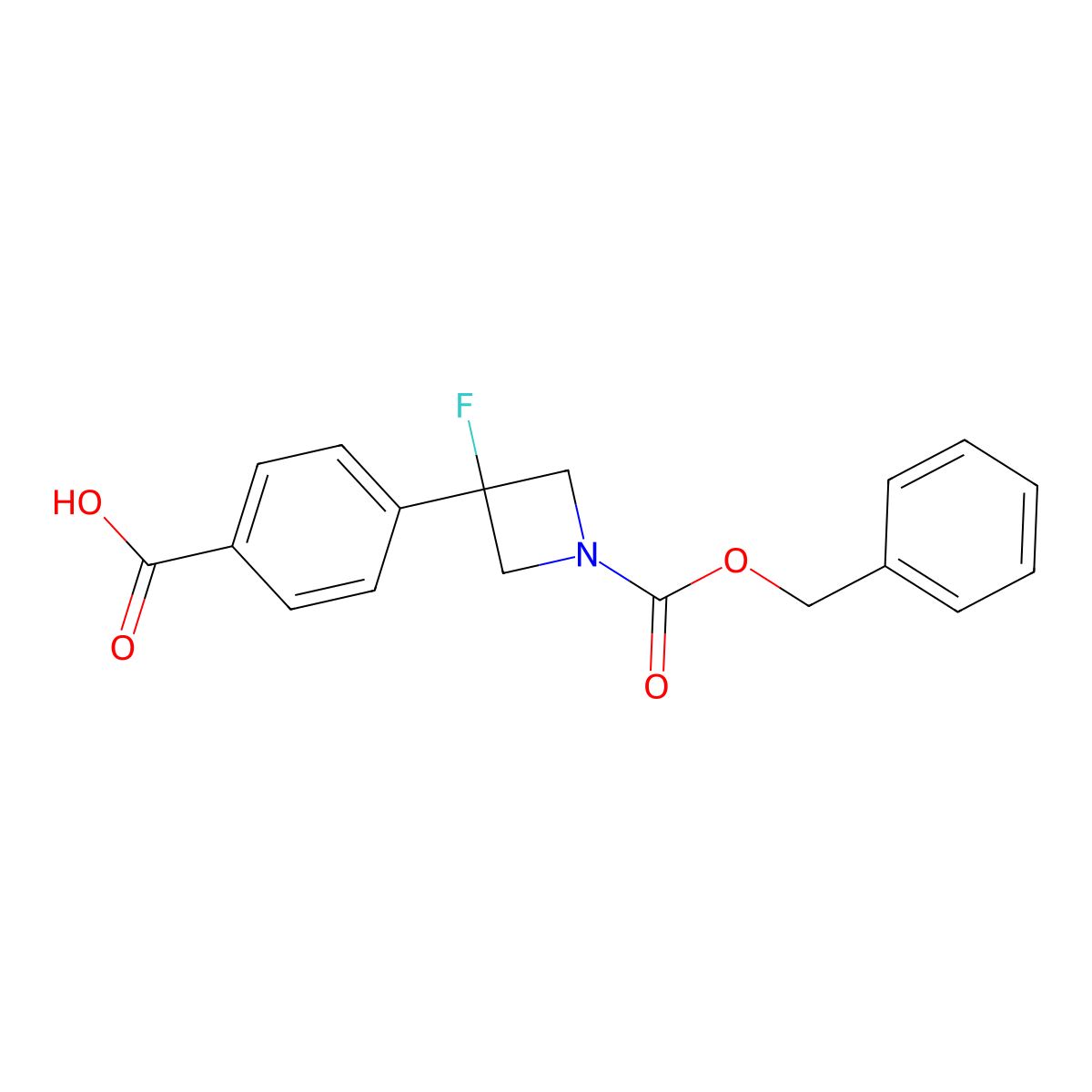 4-{1-[(Benzyloxy)carbonyl]-3-fluoroazetidin-3-yl}benzoic acid molecular structure, CAS 2580222-62-2