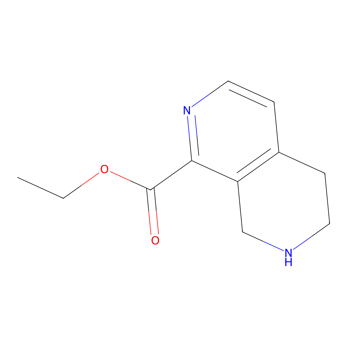 Ethyl 5,6,7,8-tetrahydro-2,7-naphthyridine-1-carboxylate molecular structure, CAS 2580222-67-7