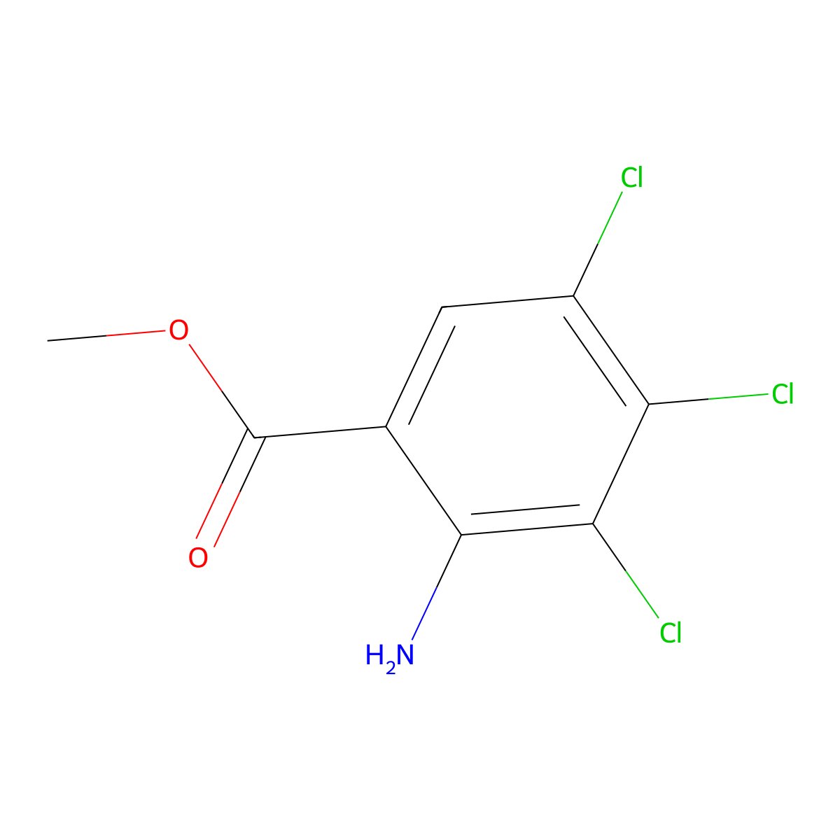 Methyl 2-amino-3,4,5-trichlorobenzoate molecular structure, CAS 2580222-68-8