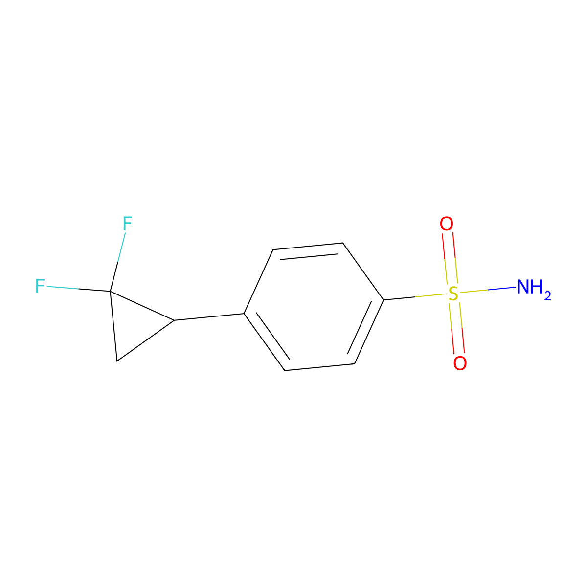4-(2,2-Difluorocyclopropyl)benzene-1-sulfonamide molecular structure, CAS 2580222-73-5