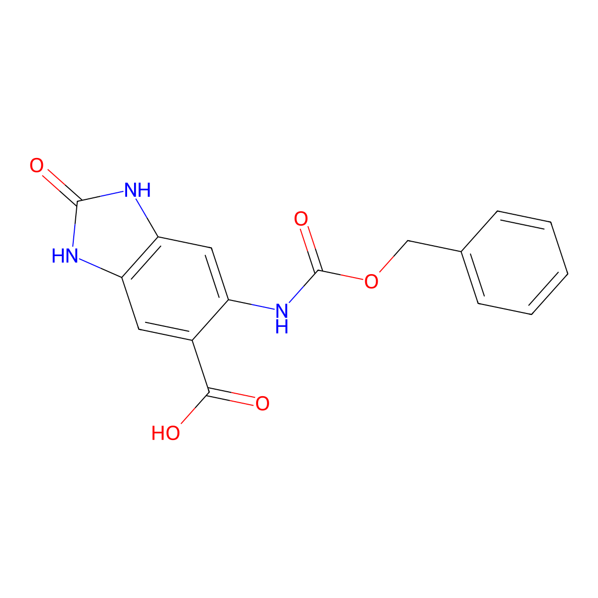 6-{[(benzyloxy)carbonyl]amino}-2-oxo-2,3-dihydro-1H-1,3-benzodiazole-5-carboxylic acid molecular structure, CAS 2580222-74-6