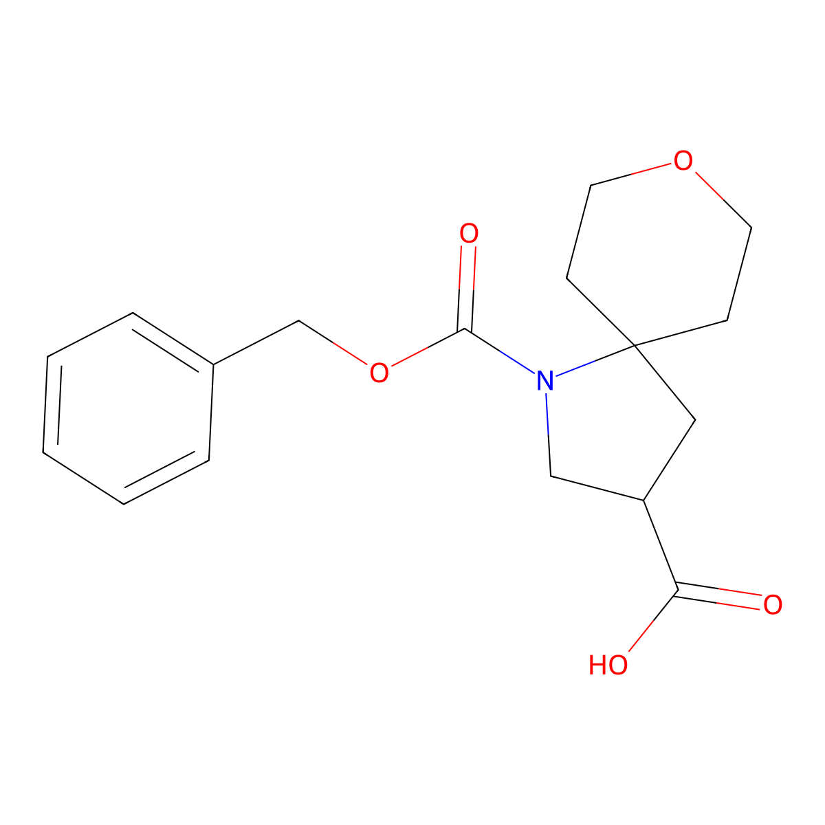 1-[(Benzyloxy)carbonyl]-8-oxa-1-azaspiro[4.5]decane-3-carboxylic acid molecular structure, CAS 2580222-79-1
