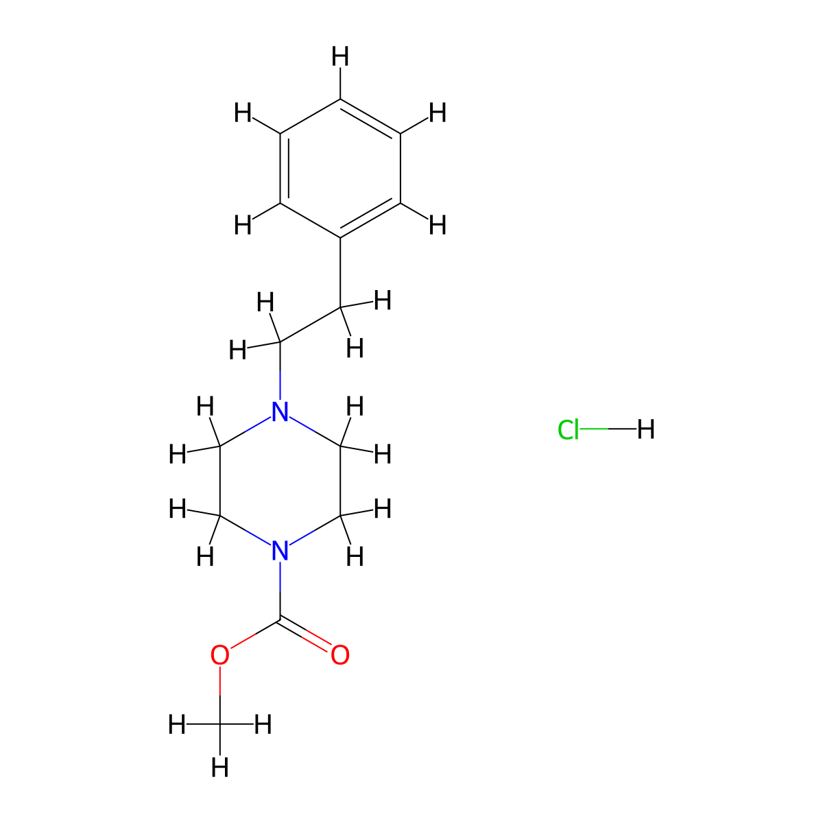 Methyl4-(2-phenylethyl)piperazine-1-carboxylatehydrochloride molecular structure, CAS 2580222-83-7