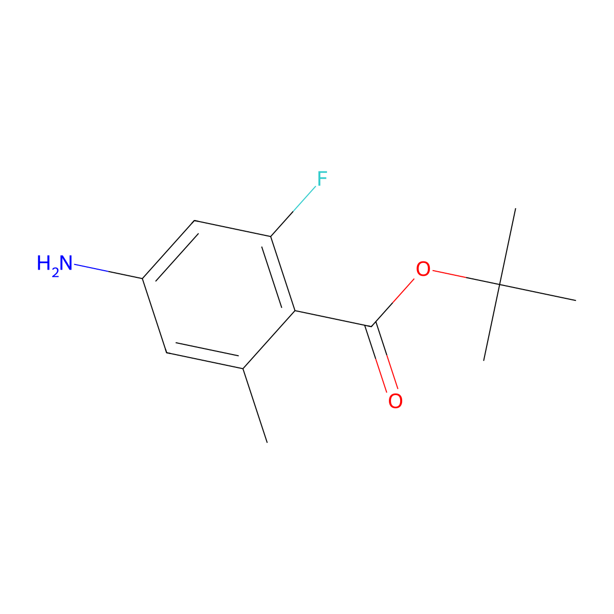 Tert-butyl 4-amino-2-fluoro-6-methylbenzoate molecular structure, CAS 2580222-86-0