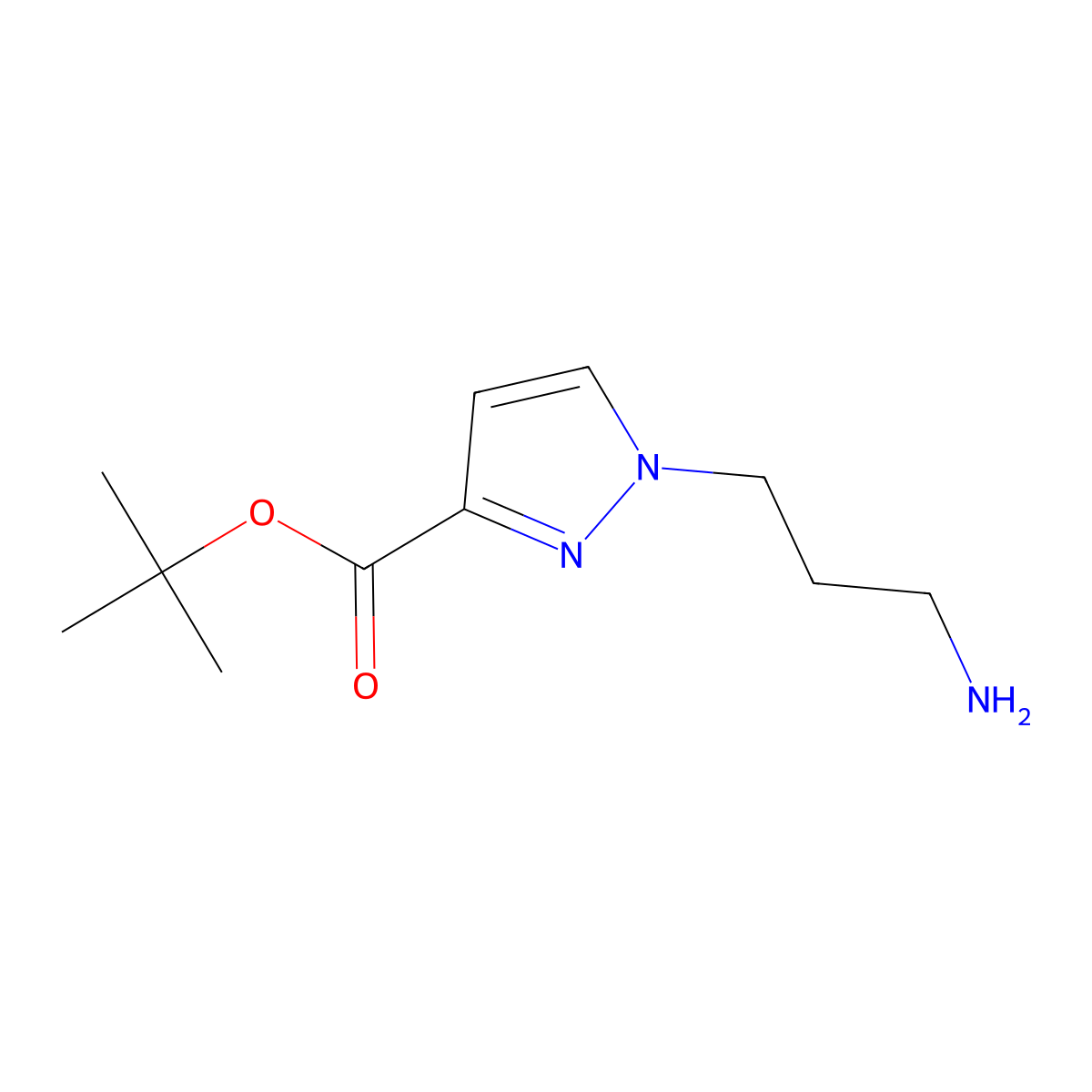 tert-butyl 1-(3-aminopropyl)-1H-pyrazole-3-carboxylate molecular structure, CAS 2580222-95-1