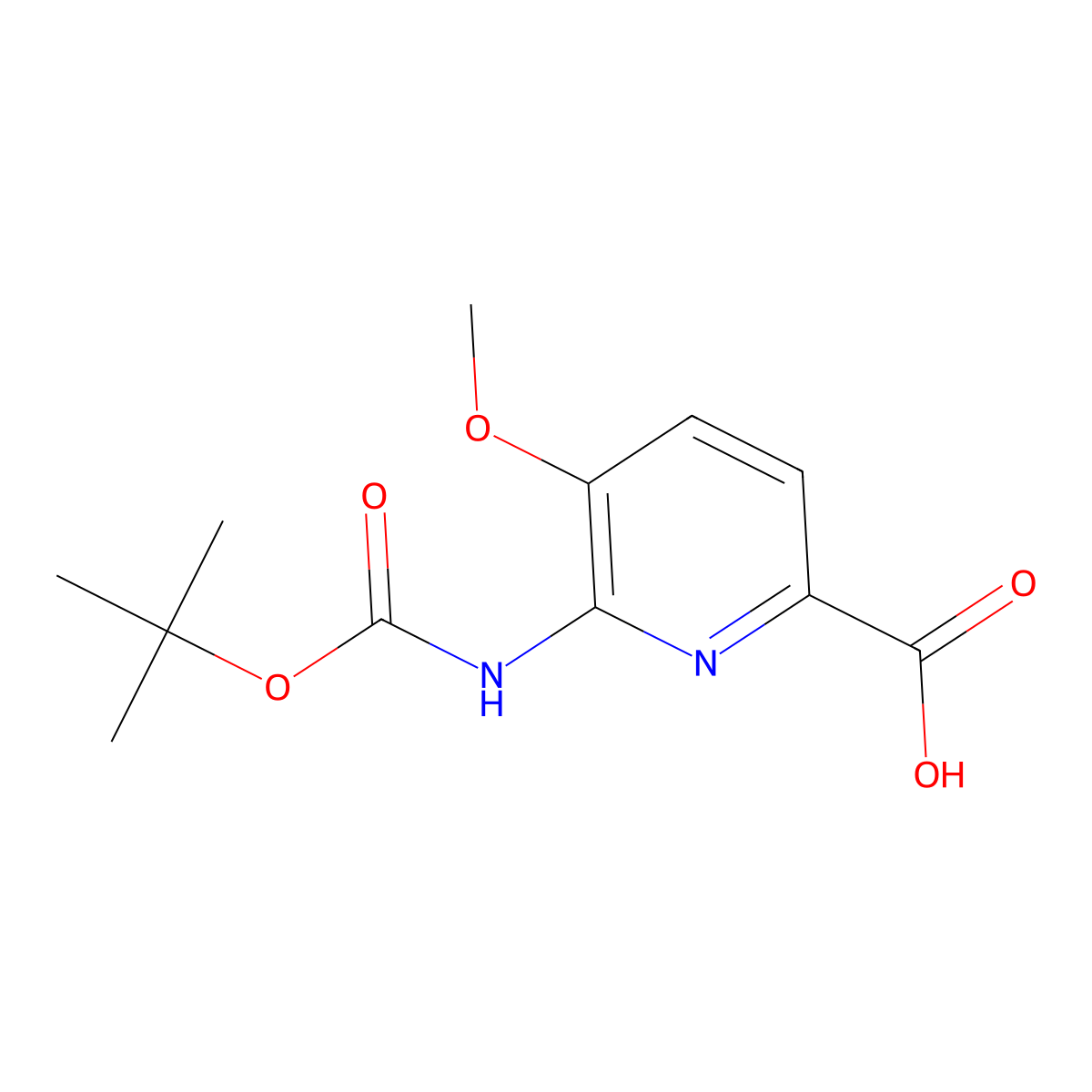 6-{[(Tert-butoxy)carbonyl]amino}-5-methoxypyridine-2-carboxylic acid molecular structure, CAS 2580222-99-5