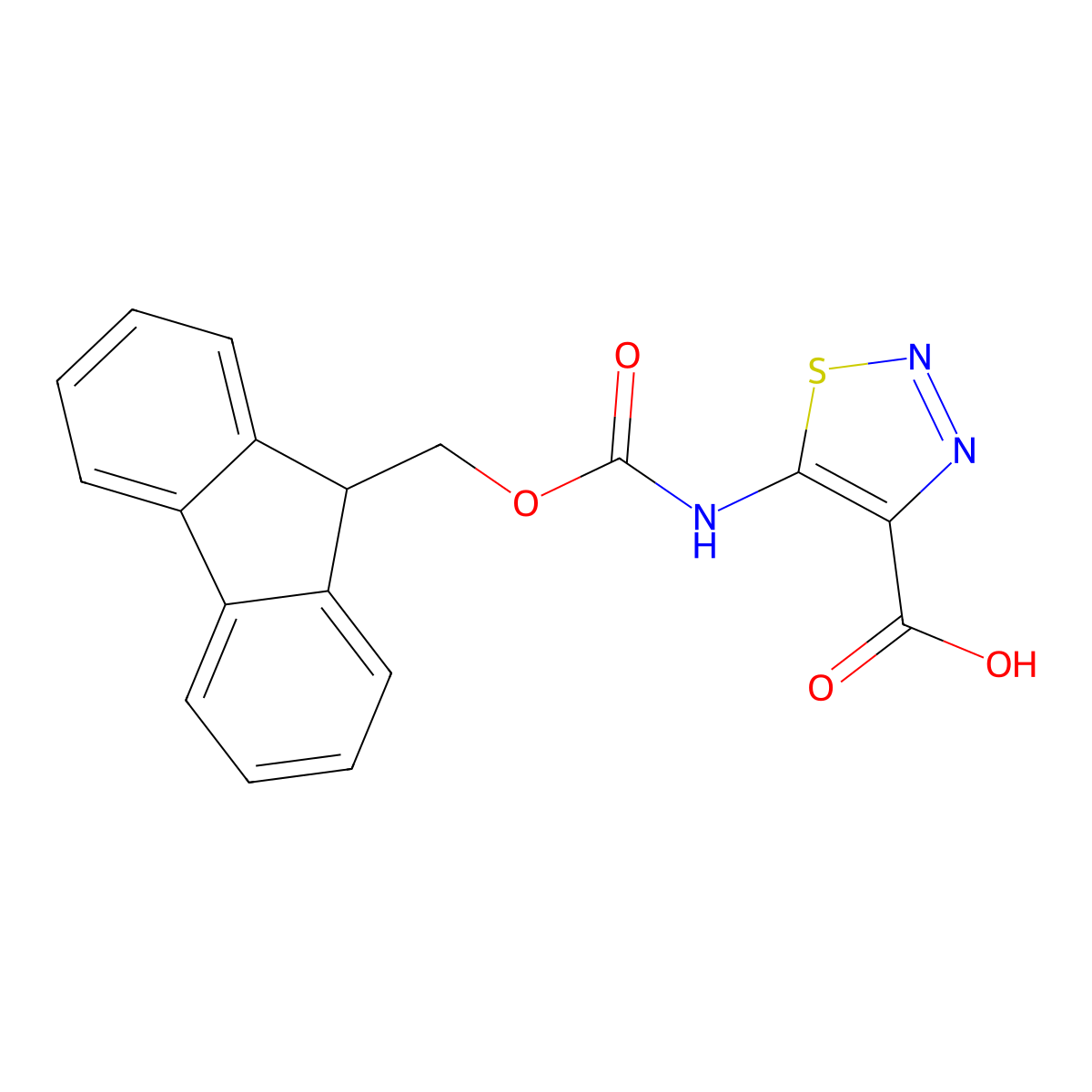 5-({[(9H-fluoren-9-yl)methoxy]carbonyl}amino)-1,2,3-thiadiazole-4-carboxylic acid molecular structure, CAS 2580223-01-2