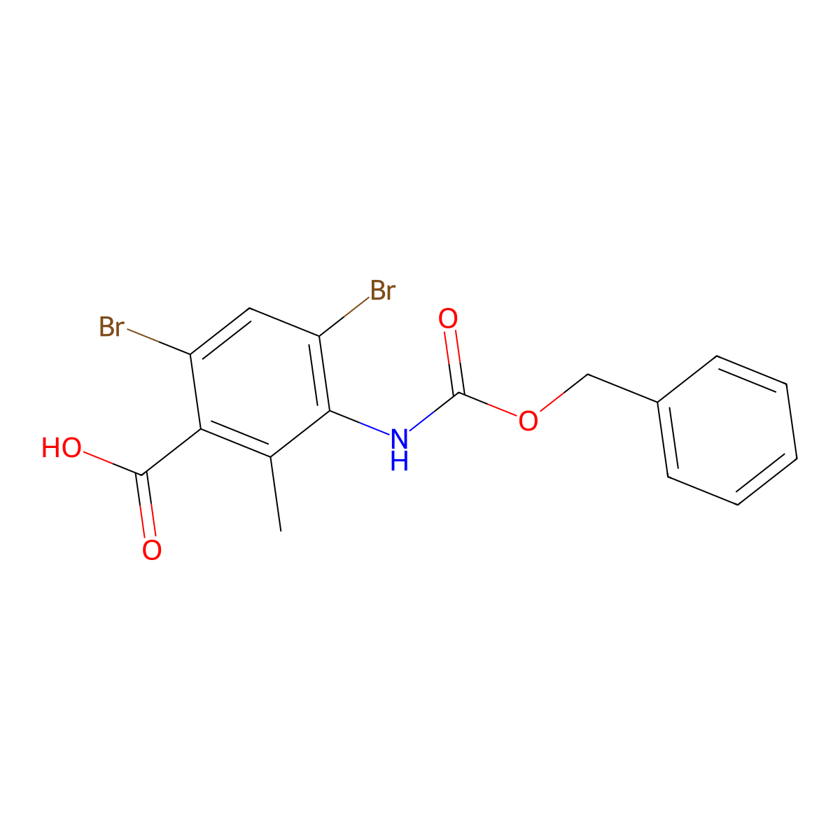 3-{[(Benzyloxy)carbonyl]amino}-4,6-dibromo-2-methylbenzoic acid molecular structure, CAS 2580223-07-8