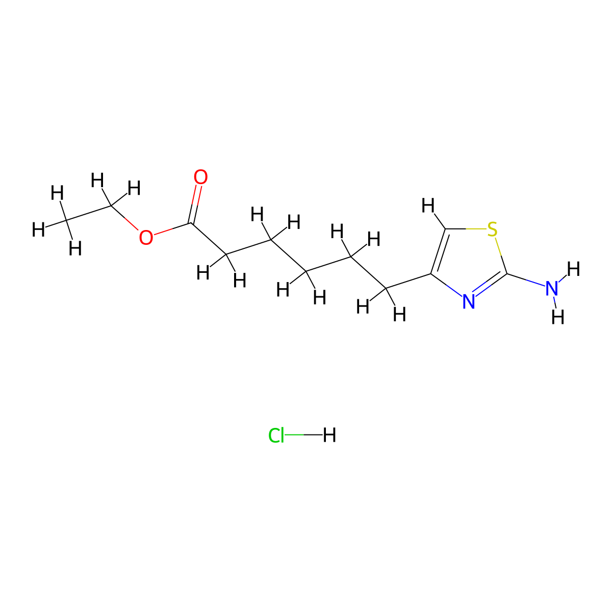 Ethyl6-(2-amino-1,3-thiazol-4-yl)hexanoatehydrochloride molecular structure, CAS 2580223-11-4