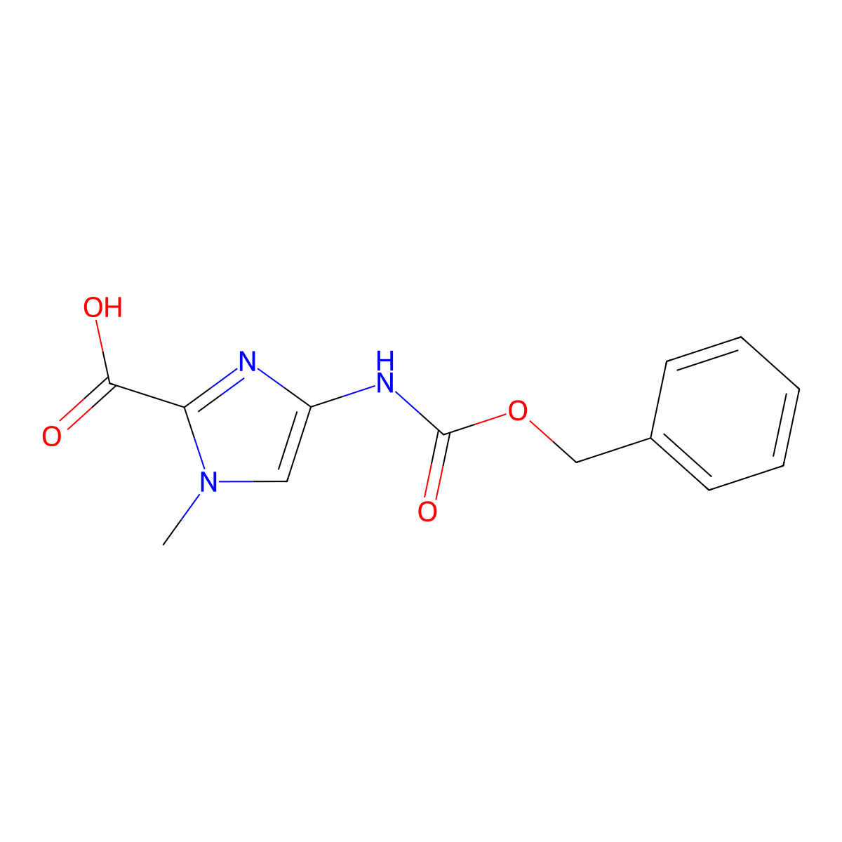 4-{[(benzyloxy)carbonyl]amino}-1-methyl-1H-imidazole-2-carboxylic acid molecular structure, CAS 2580223-14-7