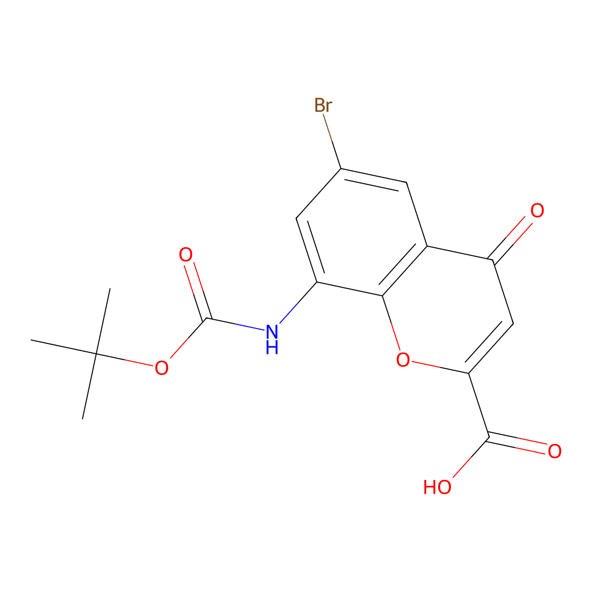 6-bromo-8-{[(tert-butoxy)carbonyl]amino}-4-oxo-4H-chromene-2-carboxylic acid molecular structure, CAS 2580223-18-1