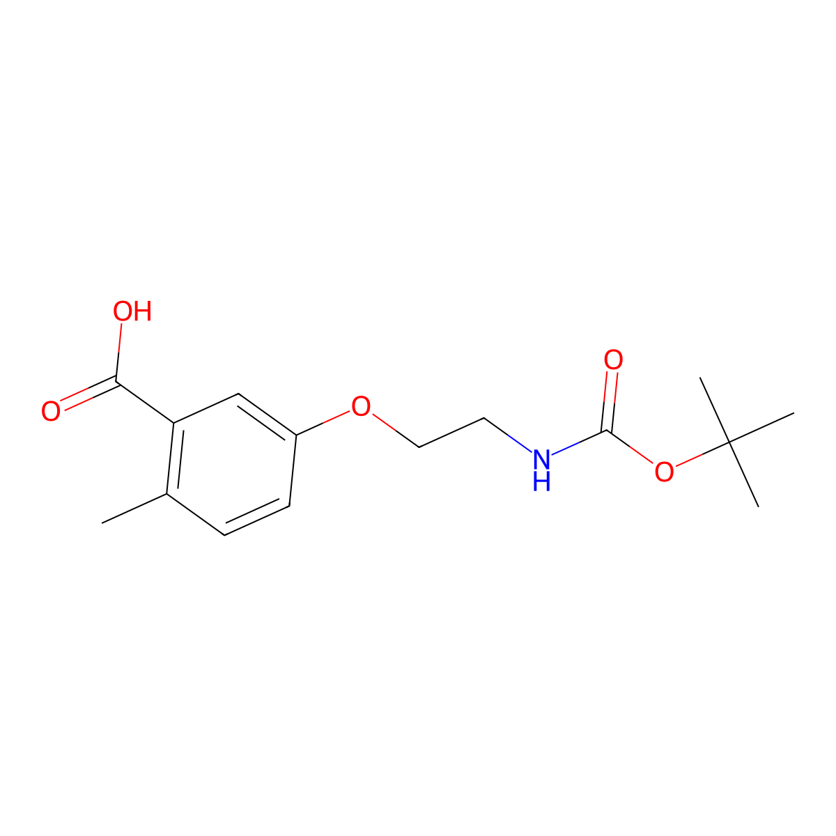 5-(2-{[(Tert-butoxy)carbonyl]amino}ethoxy)-2-methylbenzoic acid molecular structure, CAS 2580223-19-2