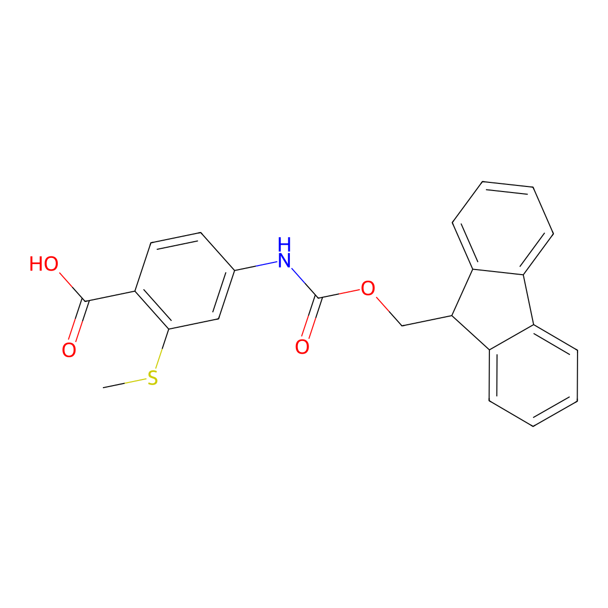 4-({[(9H-fluoren-9-yl)methoxy]carbonyl}amino)-2-(methylsulfanyl)benzoic acid molecular structure, CAS 2580223-26-1