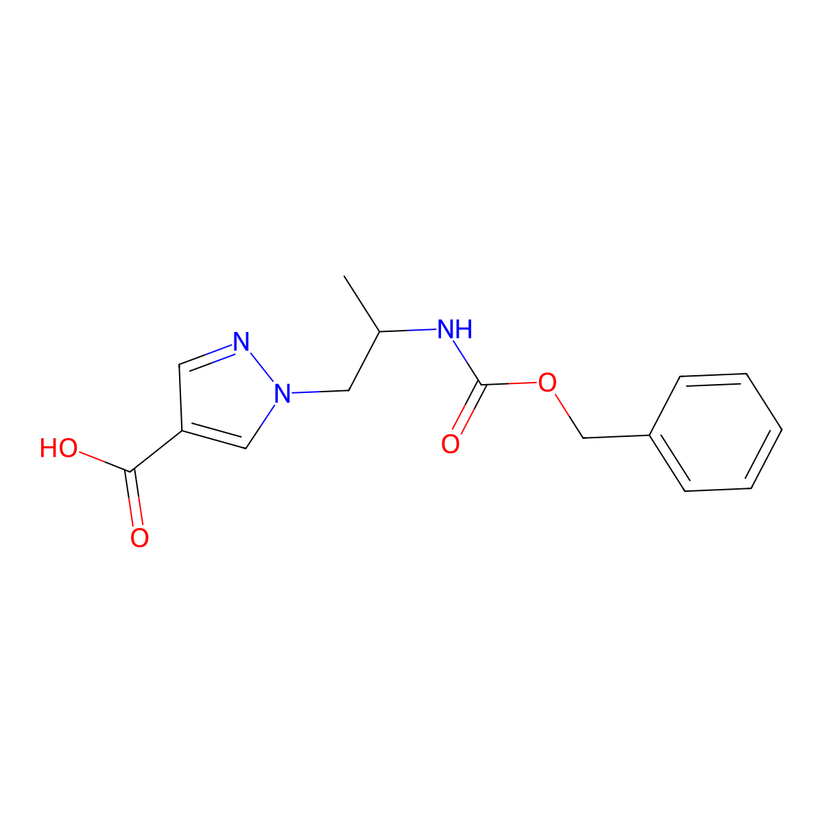 1-(2-{[(benzyloxy)carbonyl]amino}propyl)-1H-pyrazole-4-carboxylic acid molecular structure, CAS 2580223-31-8