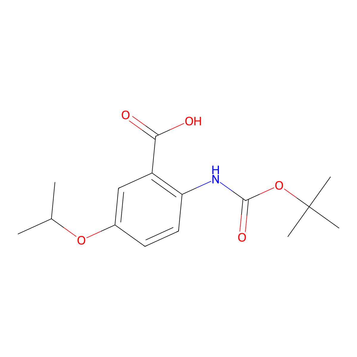 2-{[(Tert-butoxy)carbonyl]amino}-5-(propan-2-yloxy)benzoic acid molecular structure, CAS 2580223-45-4