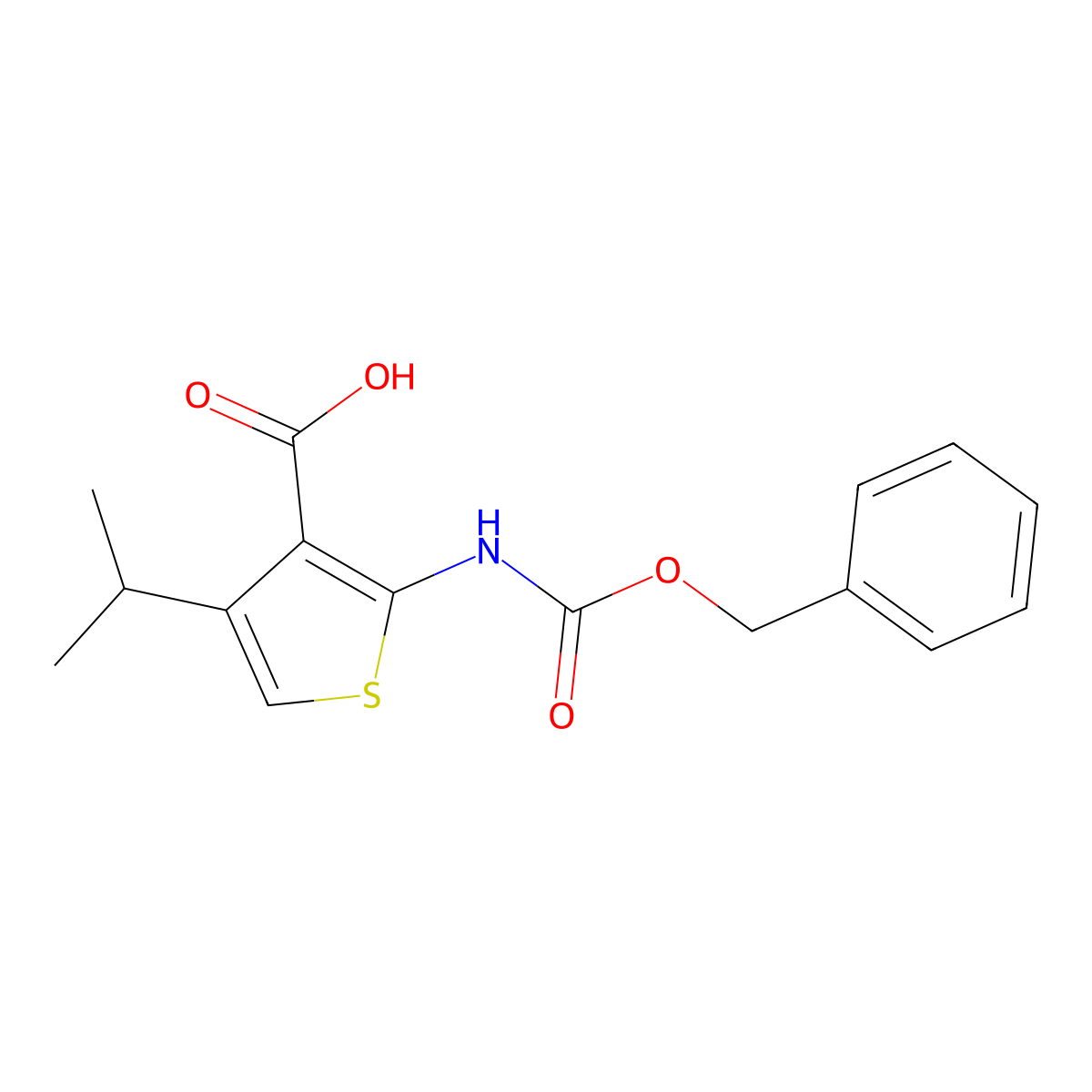 2-{[(Benzyloxy)carbonyl]amino}-4-(propan-2-yl)thiophene-3-carboxylic acid molecular structure, CAS 2580223-53-4
