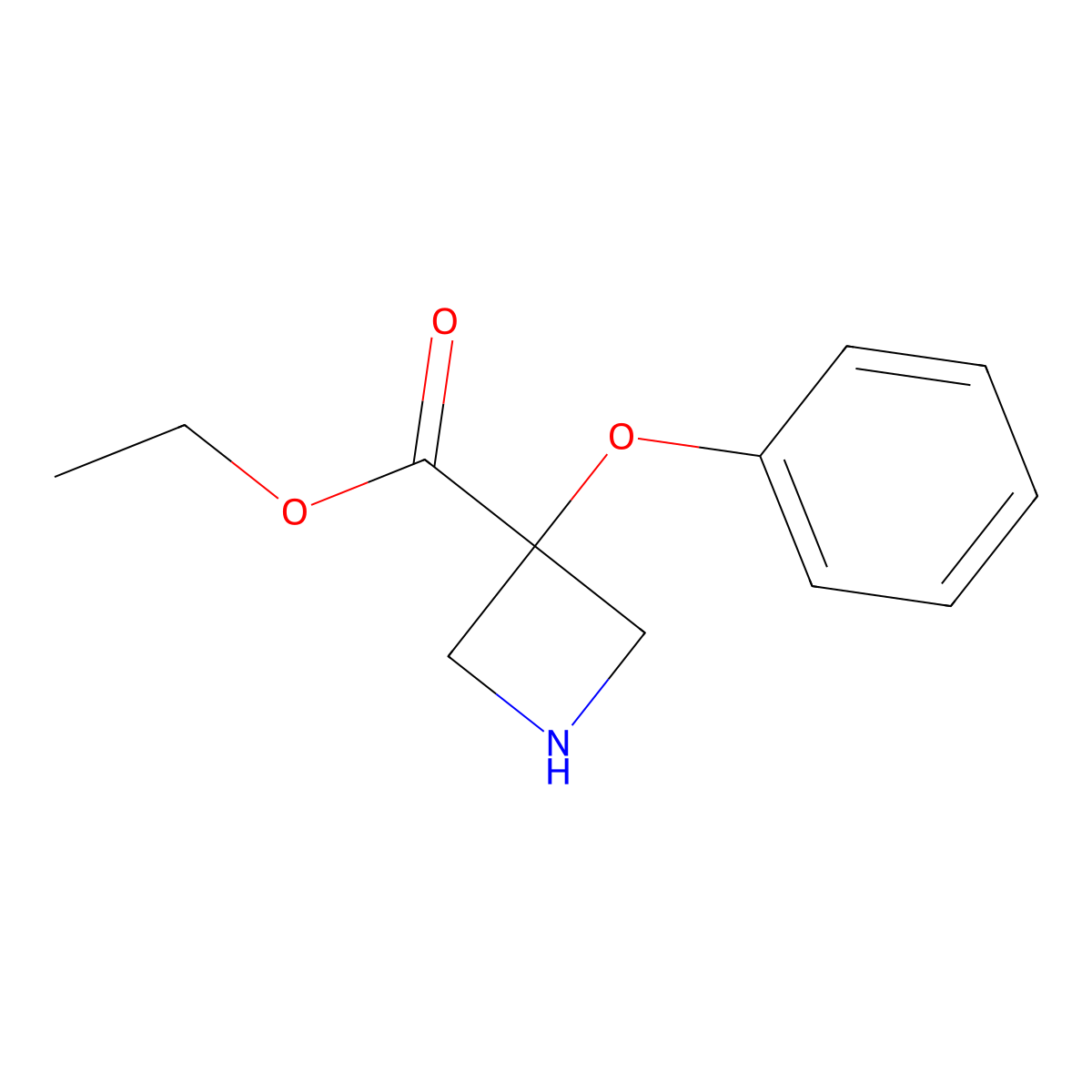 Ethyl 3-phenoxyazetidine-3-carboxylate molecular structure, CAS 2580223-57-8