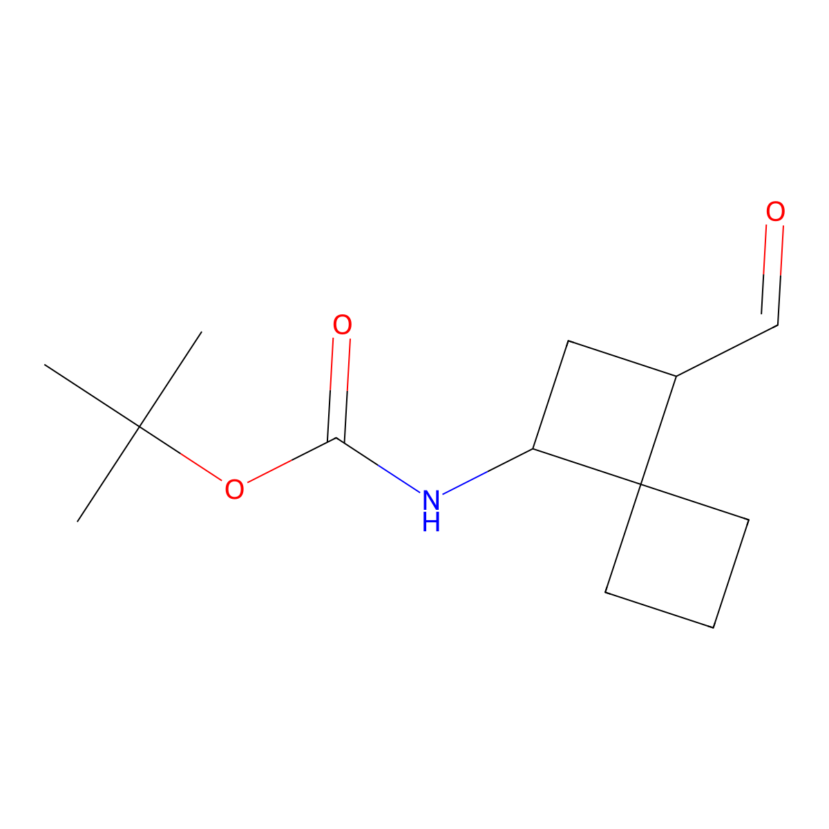 tert-butyl N-{3-formylspiro[3.3]heptan-1-yl}carbamate molecular structure, CAS 2580223-58-9
