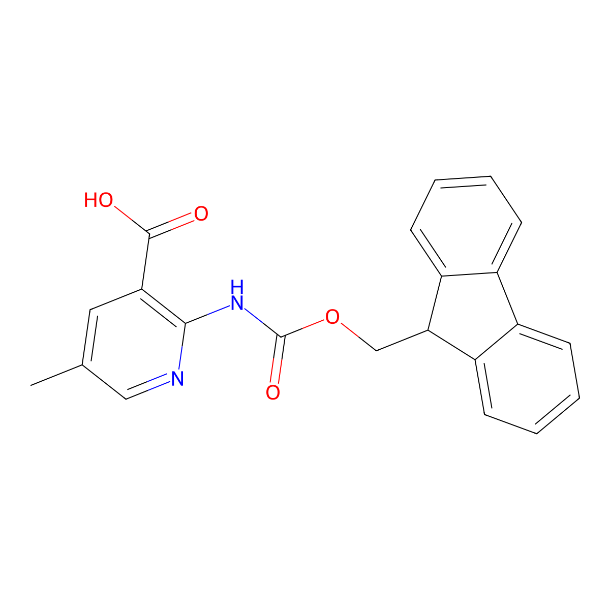 2-({[(9H-fluoren-9-yl)methoxy]carbonyl}amino)-5-methylpyridine-3-carboxylic acid molecular structure, CAS 2580223-60-3