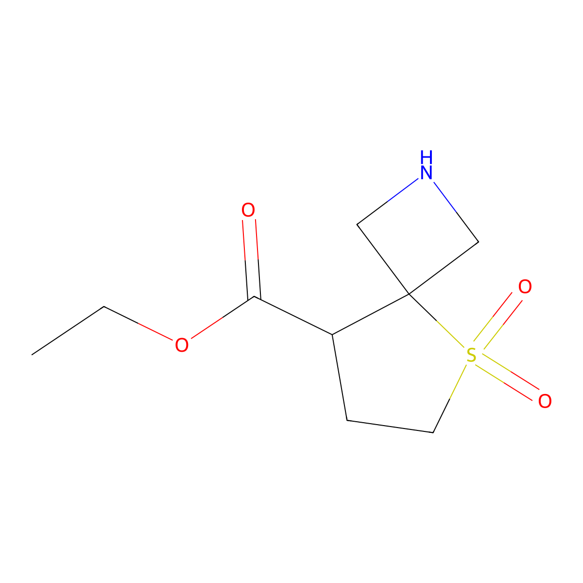 Ethyl 5,5-dioxo-5lambda6-thia-2-azaspiro[3.4]octane-8-carboxylate molecular structure, CAS 2580223-62-5