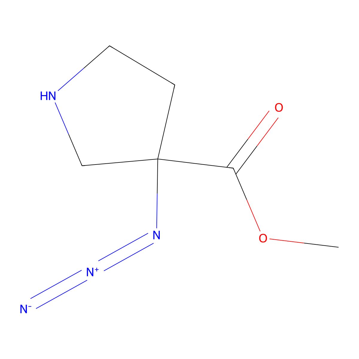 Methyl 3-azidopyrrolidine-3-carboxylate molecular structure, CAS 2580223-76-1