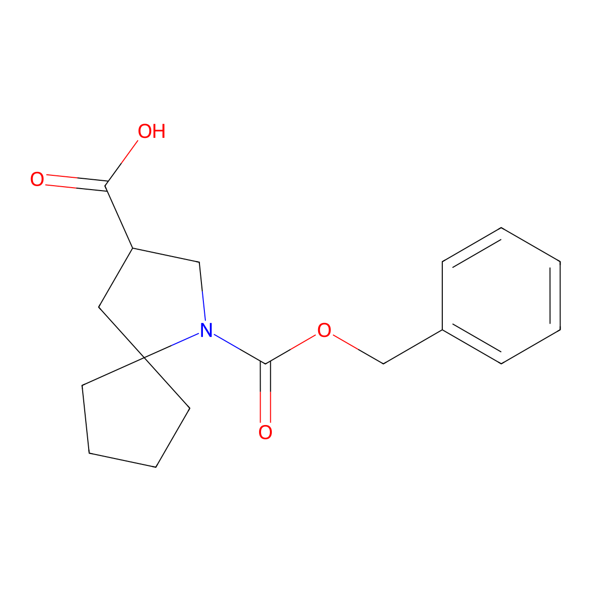 1-[(Benzyloxy)carbonyl]-1-azaspiro[4.4]nonane-3-carboxylic acid molecular structure, CAS 2580223-82-9
