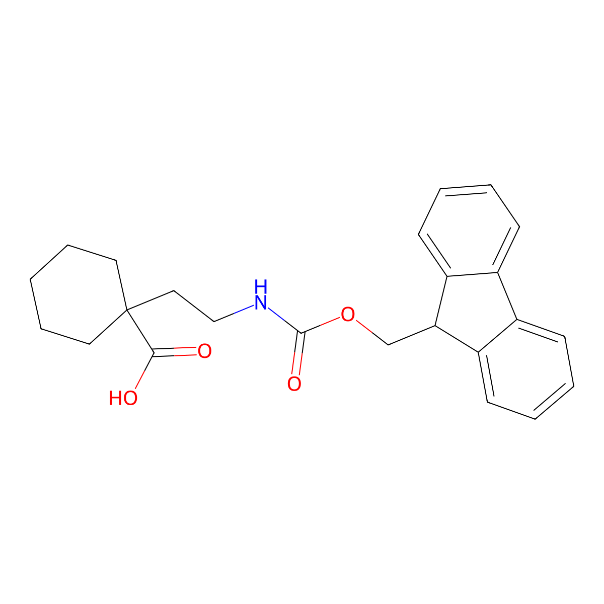 1-[2-({[(9H-fluoren-9-yl)methoxy]carbonyl}amino)ethyl]cyclohexane-1-carboxylic acid molecular structure, CAS 2580223-88-5