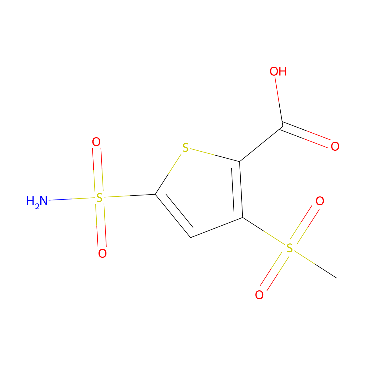 3-Methanesulfonyl-5-sulfamoylthiophene-2-carboxylic acid molecular structure, CAS 2580223-98-7