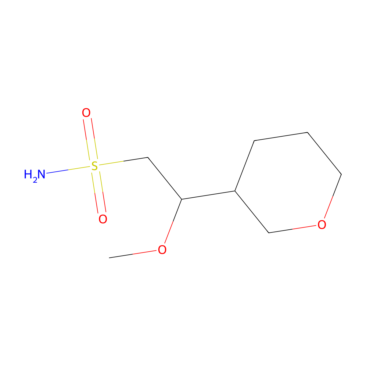 2-Methoxy-2-(oxan-3-yl)ethane-1-sulfonamide molecular structure, CAS 2580223-99-8