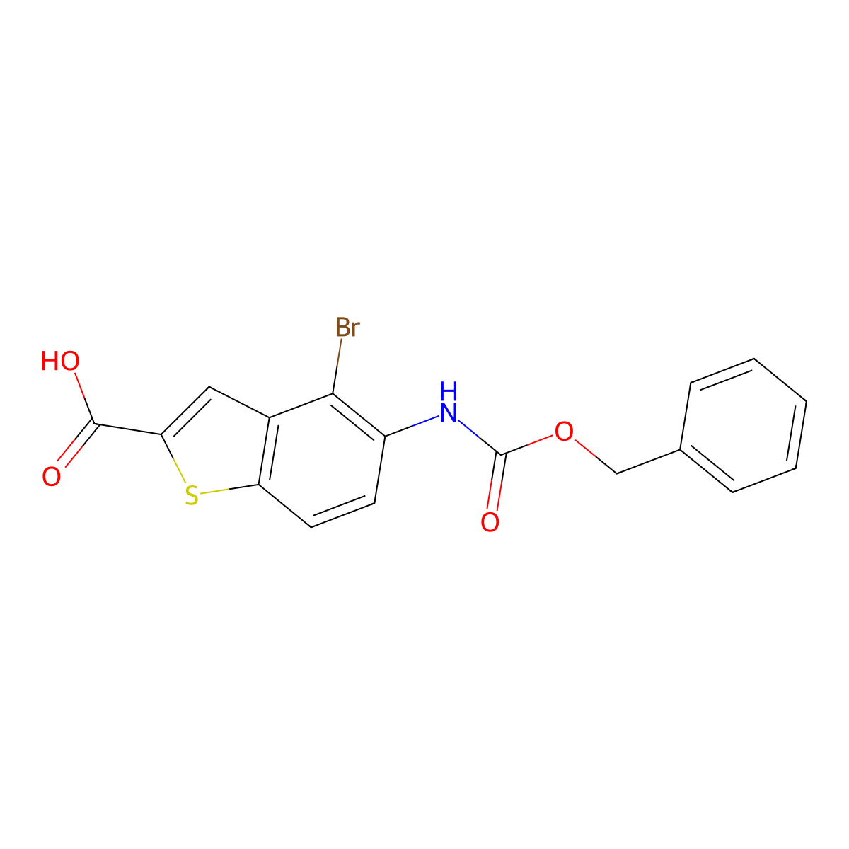 5-{[(Benzyloxy)carbonyl]amino}-4-bromo-1-benzothiophene-2-carboxylic acid molecular structure, CAS 2580224-04-8