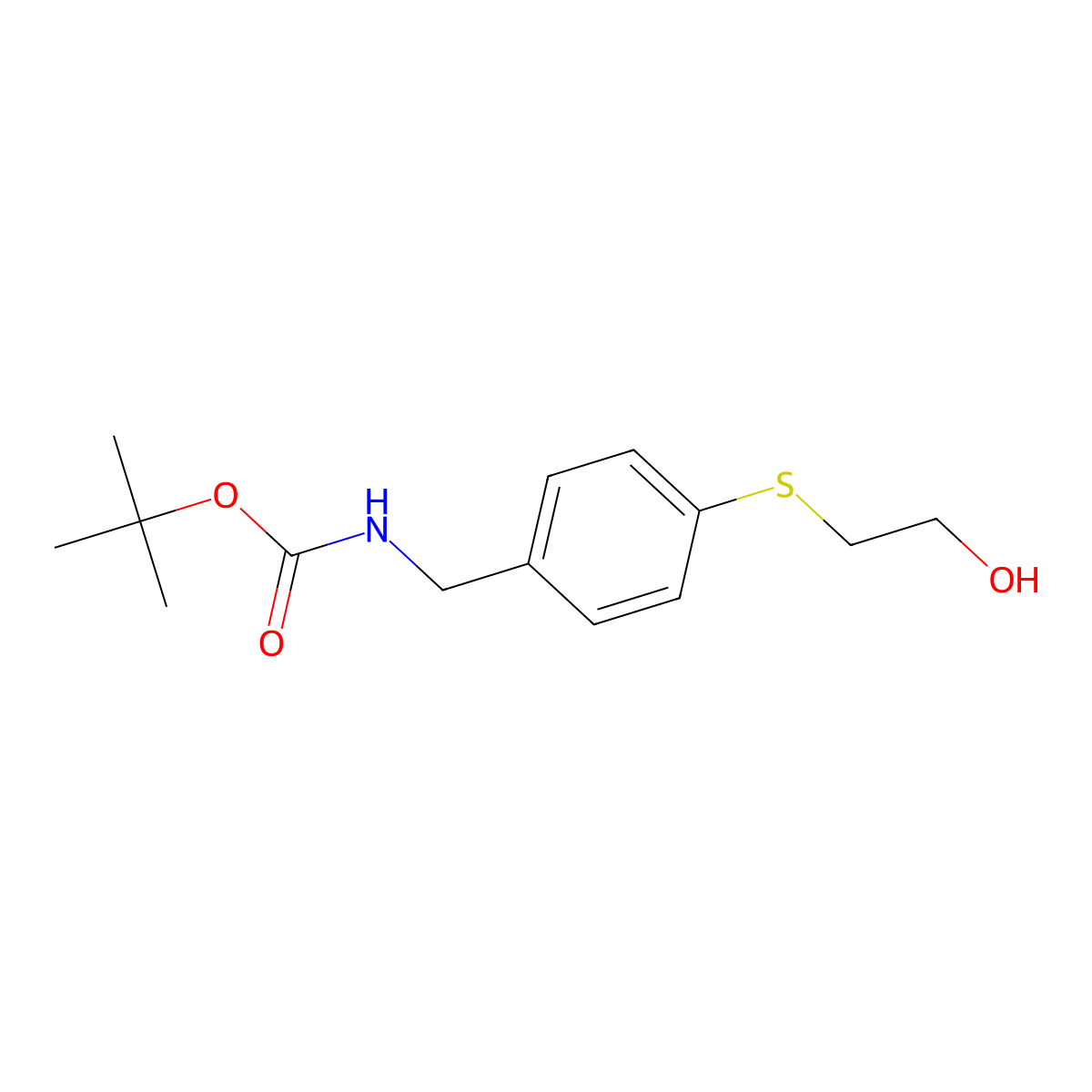 tert-butyl N-({4-[(2-hydroxyethyl)sulfanyl]phenyl}methyl)carbamate molecular structure, CAS 2580224-07-1