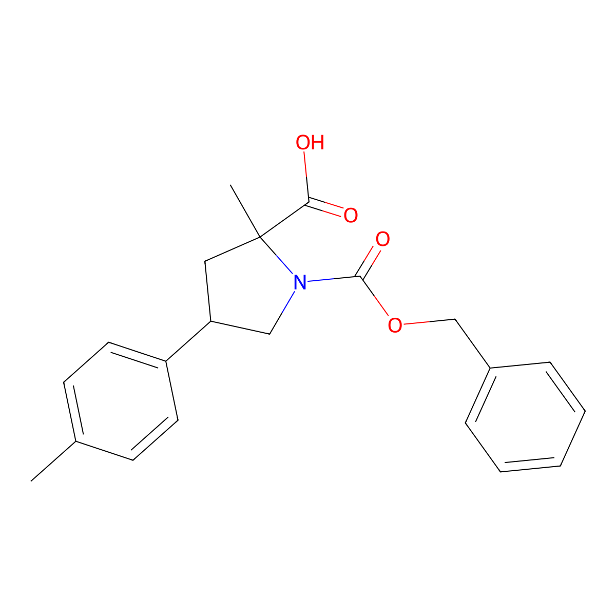 1-[(Benzyloxy)carbonyl]-2-methyl-4-(4-methylphenyl)pyrrolidine-2-carboxylic acid molecular structure, CAS 2580224-13-9