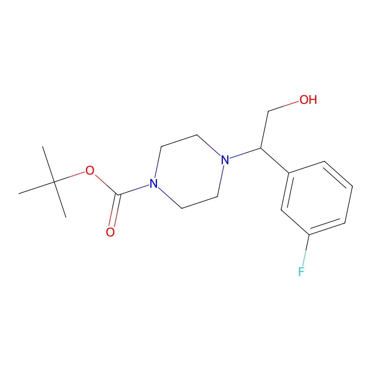 Tert-butyl 4-[1-(3-fluorophenyl)-2-hydroxyethyl]piperazine-1-carboxylate molecular structure, CAS 2580224-32-2
