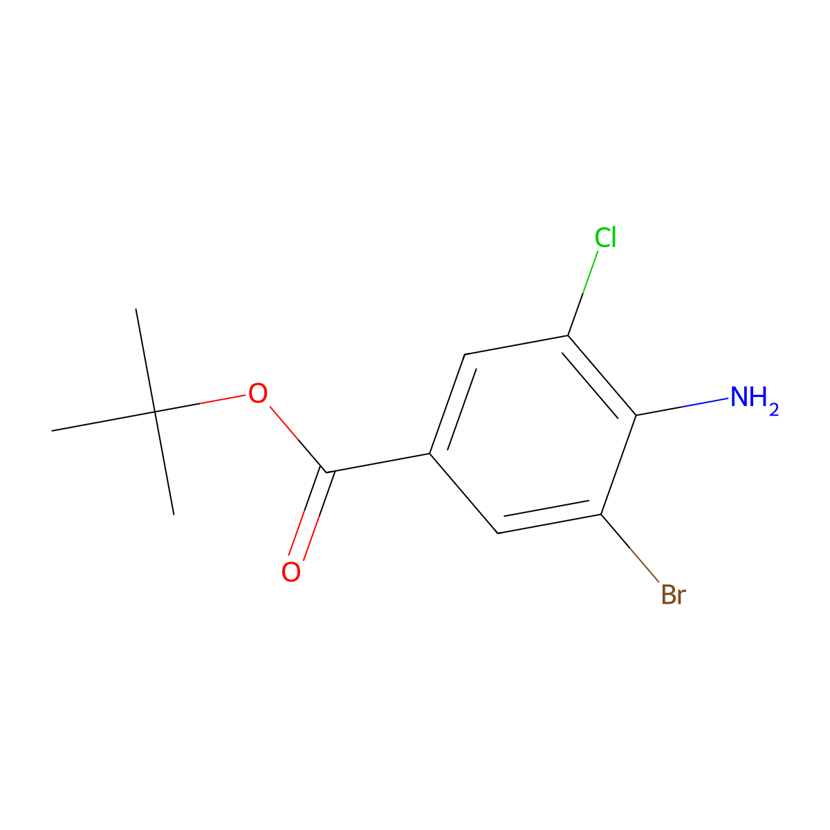 Tert-butyl 4-amino-3-bromo-5-chlorobenzoate molecular structure, CAS 2580224-34-4