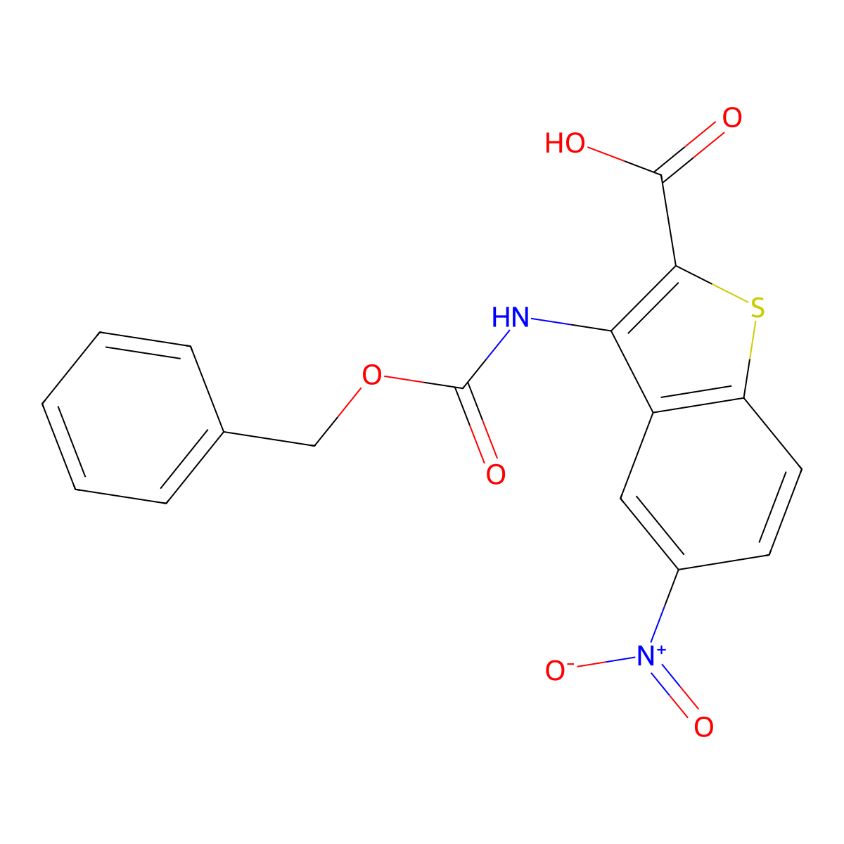 3-{[(Benzyloxy)carbonyl]amino}-5-nitro-1-benzothiophene-2-carboxylic acid molecular structure, CAS 2580224-35-5
