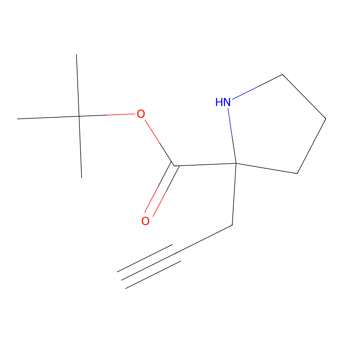 Tert-butyl 2-(prop-2-yn-1-yl)pyrrolidine-2-carboxylate molecular structure, CAS 2580224-37-7
