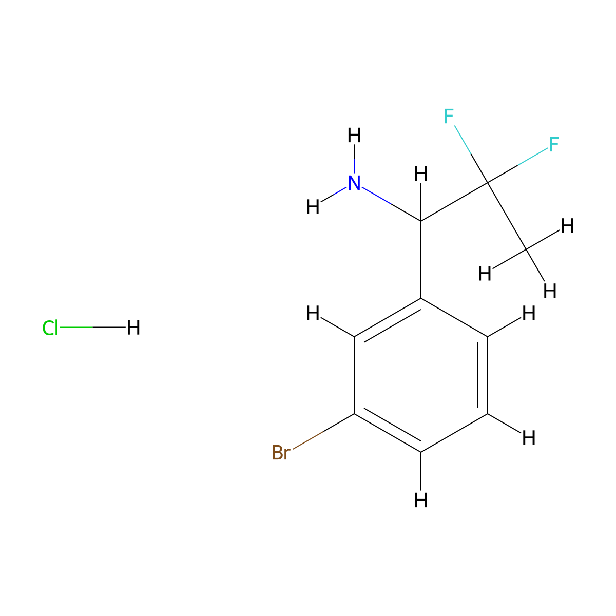 1-(3-Bromophenyl)-2,2-difluoropropan-1-amine hydrochloride molecular structure, CAS 2580224-41-3