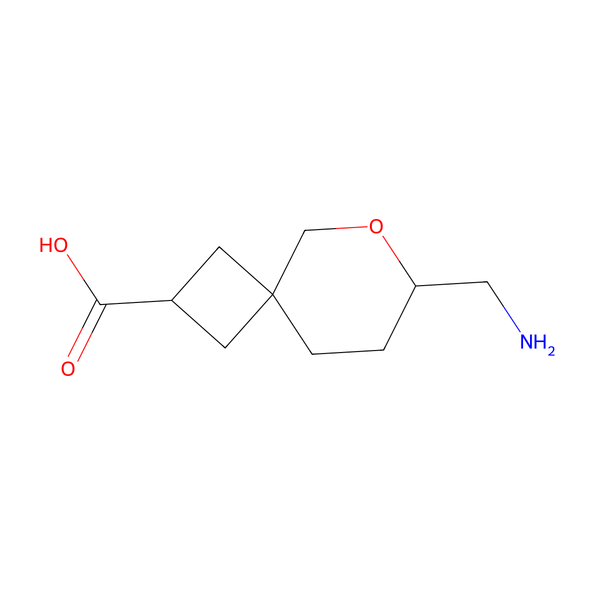 7-(Aminomethyl)-6-oxaspiro[3.5]nonane-2-carboxylic acid molecular structure, CAS 2580224-56-0