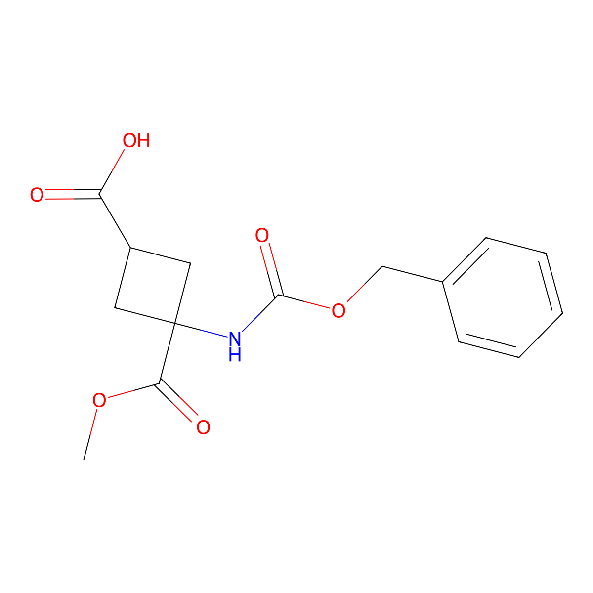 3-{[(Benzyloxy)carbonyl]amino}-3-(methoxycarbonyl)cyclobutane-1-carboxylic acid molecular structure, CAS 2580224-73-1