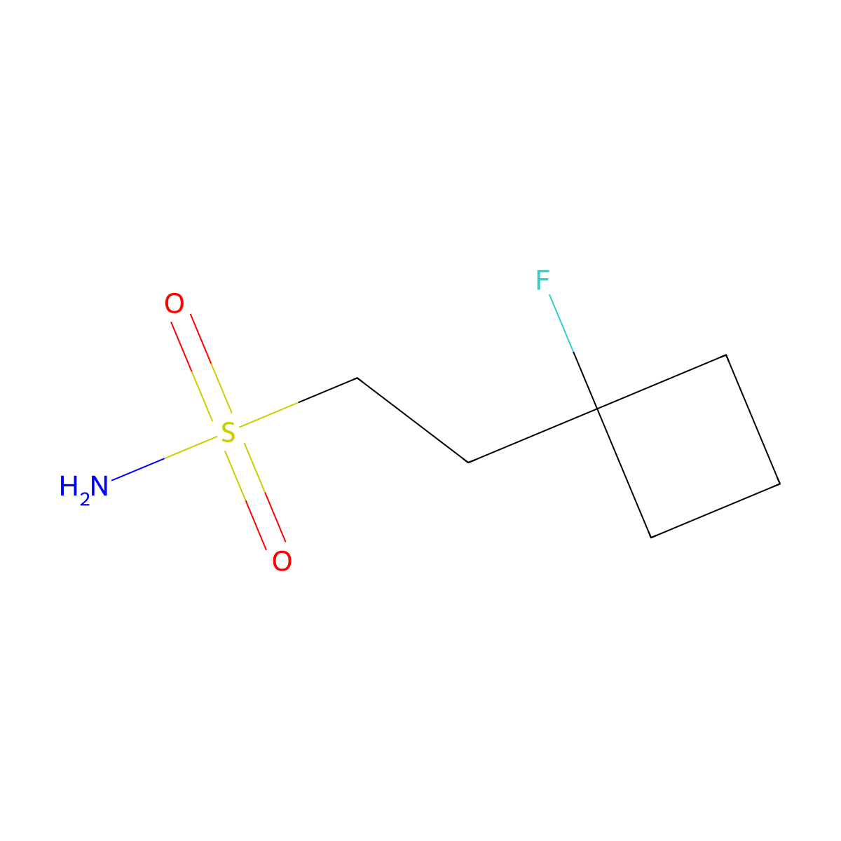 2-(1-Fluorocyclobutyl)ethane-1-sulfonamide molecular structure, CAS 2580224-74-2