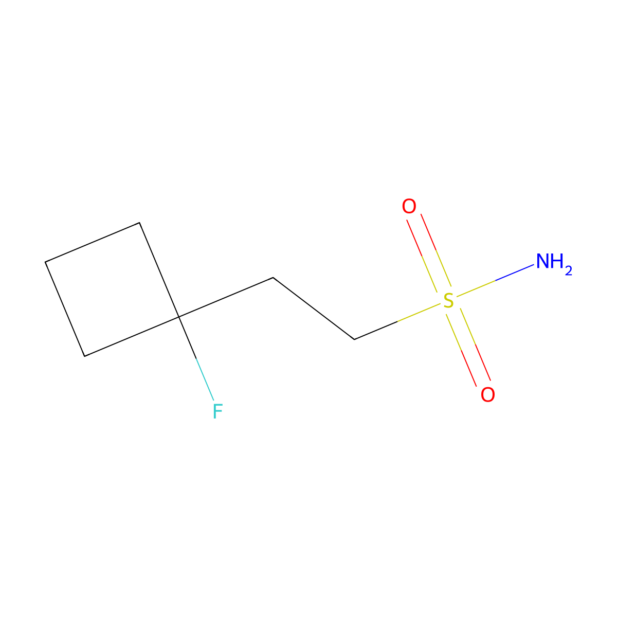 2-(1-Fluorocyclobutyl)ethane-1-sulfonamide molecular structure, CAS 2580224-74-2