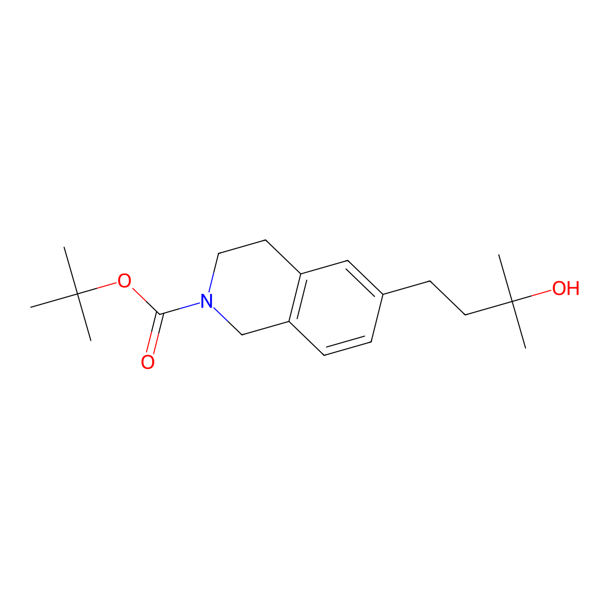 Tert-butyl 6-(3-hydroxy-3-methylbutyl)-1,2,3,4-tetrahydroisoquinoline-2-carboxylate molecular structure, CAS 2580224-76-4