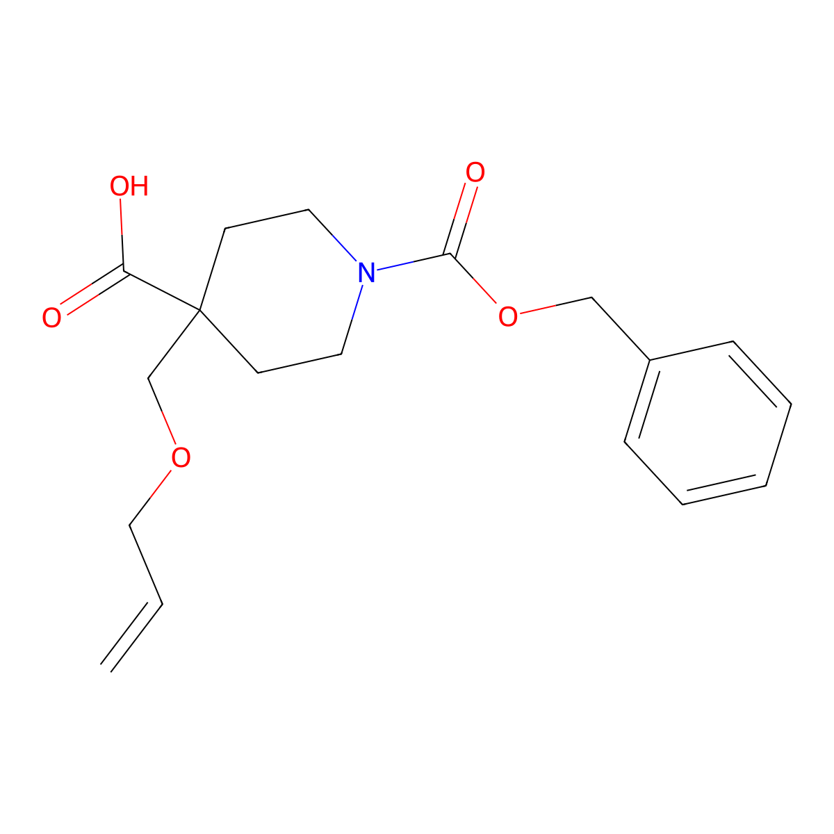 1-[(Benzyloxy)carbonyl]-4-[(prop-2-en-1-yloxy)methyl]piperidine-4-carboxylic acid molecular structure, CAS 2580224-81-1
