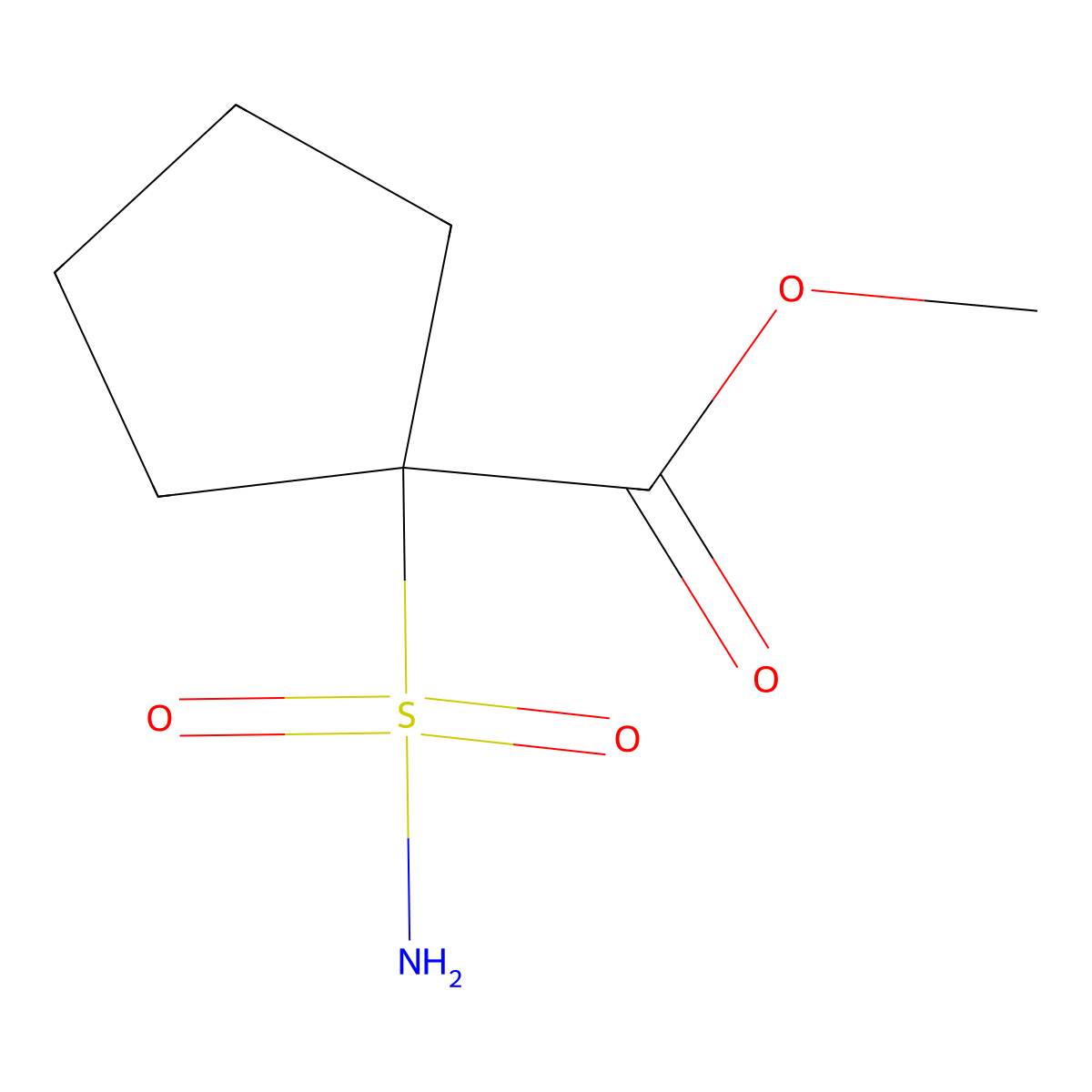 Methyl 1-sulfamoylcyclopentane-1-carboxylate molecular structure, CAS 2580225-01-8