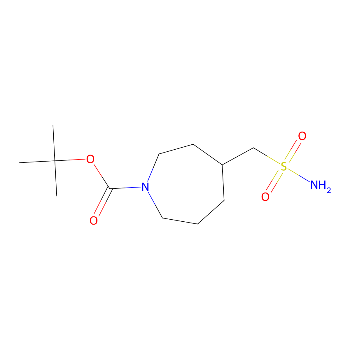 Tert-butyl 4-(sulfamoylmethyl)azepane-1-carboxylate molecular structure, CAS 2580225-02-9